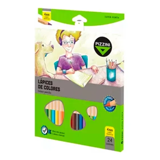Lapices De Colores Pizzini Supermina Largos X 24 Colores
