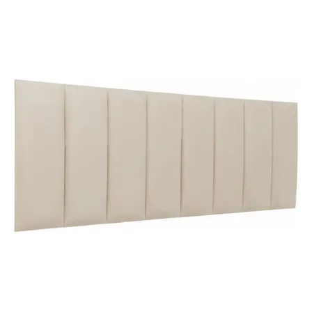 Cabeceira Box Queen Modelar Casa Estofada Ripada Modular Adesiva Com 8 Placas 60x20 Veludo Marfim Tamanho Final 160x60