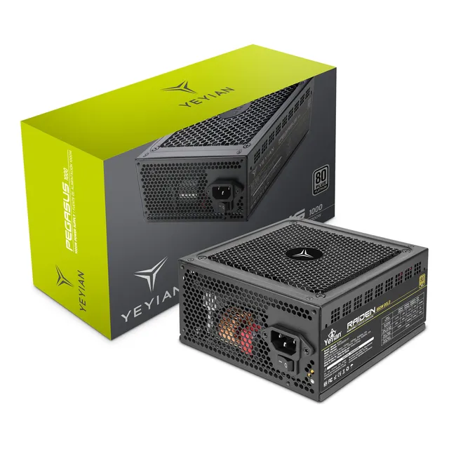 Fuente De Poder Yeyian Pegasus, 1000w, 80 Plus Platinum, Modular, 20+4 Pin Atx, 140mm, 1000w, Pcie 6, Sata, Molex, Yfp-1k031-01