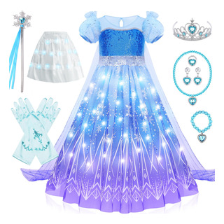 Vestido De Princesa De Frozen Elsa Con Luces Para Niñas, Disfraz De Fiesta O Cumpleaños Diseño Princesa Ropa De Halloween, Cosplay Con Accesorios Vestido De Princesa De Frozen Elsa Con Luces Para Niñas, Disfraz De Fiesta O Cumpleaños Diseño Princesa Ropa De Halloween, Cosplay Con Accesorios