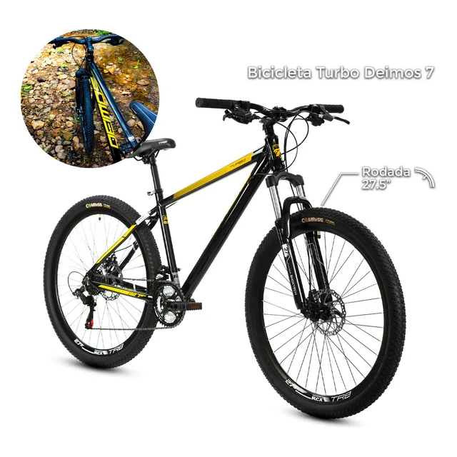 Bicicleta Montaña R27.5 Turbo Deimos Aluminio Negro Amarillo Tamaño del cuadro M
