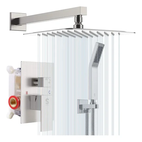 Sr Sun Rise Juego Grifo Ducha Cuadrado Para Baño Cabezal