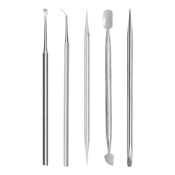Kit Manicure Profissional 5 Itens - Espátulas Palitos Inox
