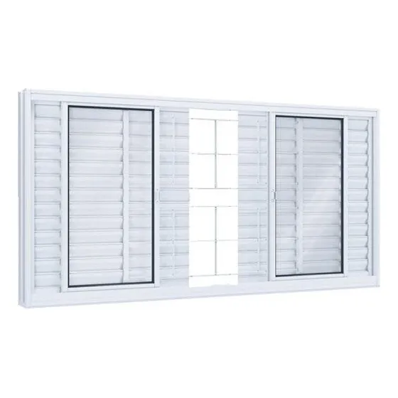 Janela De Aço Veneziana 100x150cm 6 Folhas Com Grade