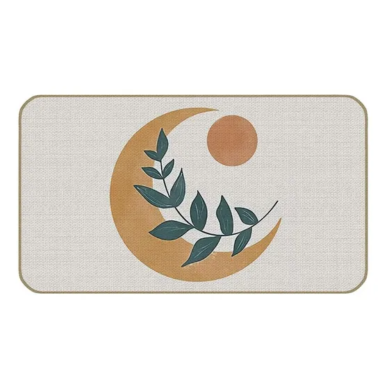 Felpudo Bohemio Diseño Luna Hoja Tropical 17 X 30  Para Sala
