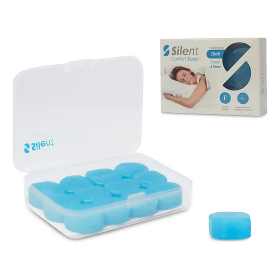 Protetor Auricular Silent Silicone Moldável Nrr 28db 6 Pares Azul