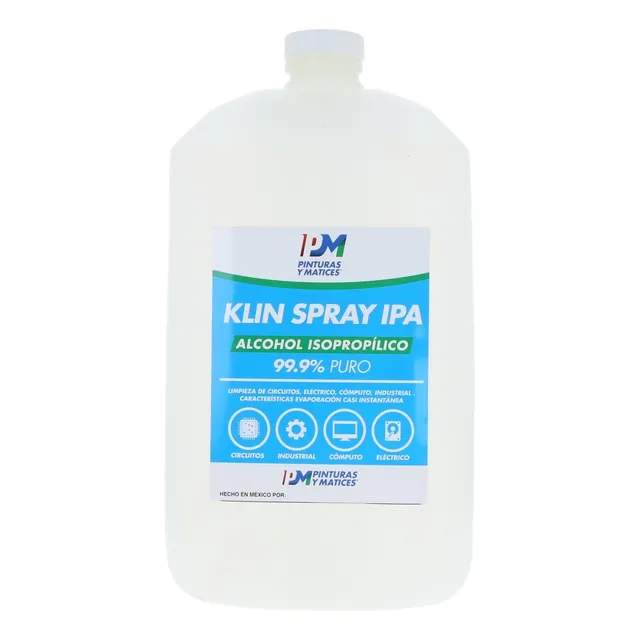 Alcohol Isopropílico 99.9% Puro Galon De 4 Litros Limpieza Pantallas Circuitos Tarjetas Electrónicas Desinfección Evaporación Rápida Antiséptico Klin Spray Química Pura