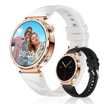 Relógio Inteligente Smartwatch Aurafit Am35 Para Android Ios Ouro Rosa Mesh Branco-sujo/preto