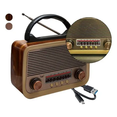 RADIOジャック Radio Retro Altomex Bluetooth Fm Am Usb Pilha J-107 Cor Marrom