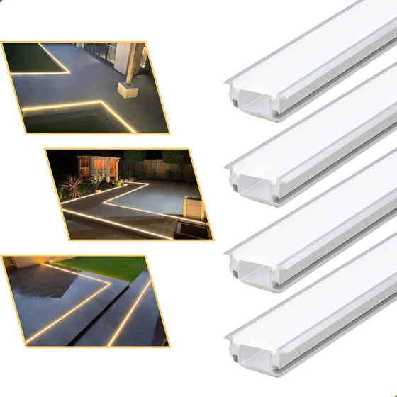 Kit 10 Perfil De Led 28x11mm Embutir Ip65 2m Para Piso Solo