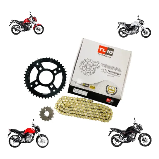 Kit Relação Cg/star/titan 160  C/ Retentor Corrente Dourada