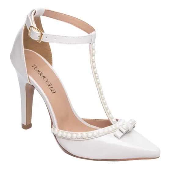 Scarpin Sapato Modelo  Salto Alto Fino Noiva Pérolas Luxo