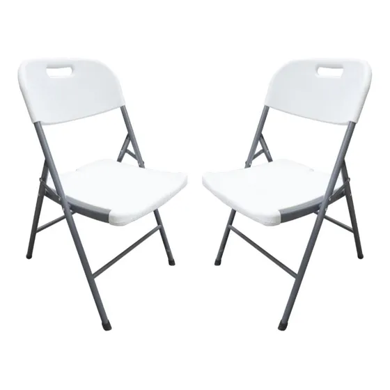 Silla Plegable Plástica Blanca 180kg Set X2 Unidades Eventos