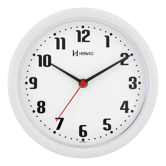 Relógio De Parede Herweg Branco Ponteiro Continuo 22cm
