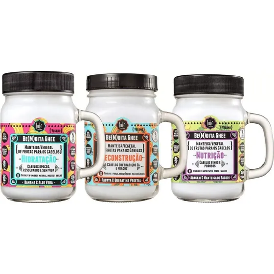 Kit Lola Cosmetics Bendita Ghee Cronograma Capilar 3 X 350g