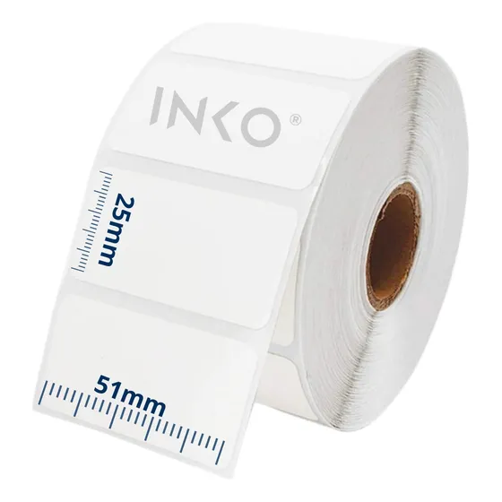 INKO 10 Rollos Etiqueta Termica Directa 2x1 O 51x25 Mm 1000 Color Blanco