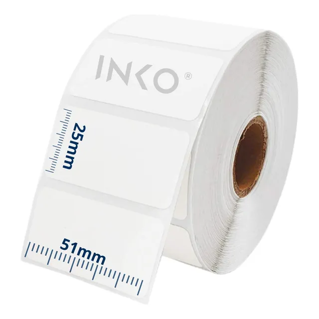 INKO 10 Rollos Etiqueta Termica Directa 2x1 O 51x25 Mm 1000 Color Blanco