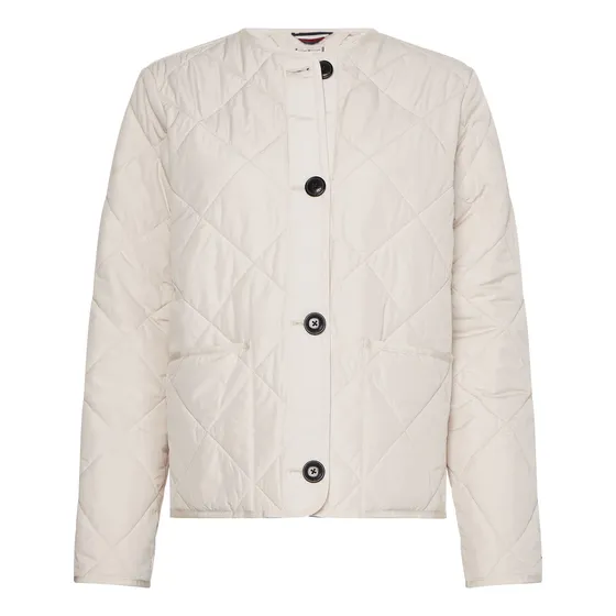 Chaqueta Acolchada Corta Sin Cuello Mujer Blanco Tommy Hilfiger