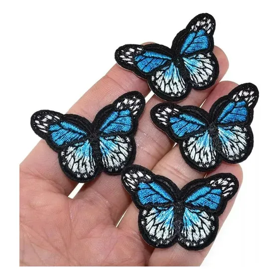 Kit 5 Adesivo Roupa Aplique Patch Bordado Termo Borboleta 