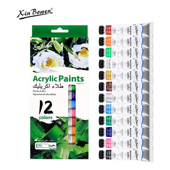 Set De 12 Pinturas Acrilicas Oleo O Acuarela 12ml Oferta