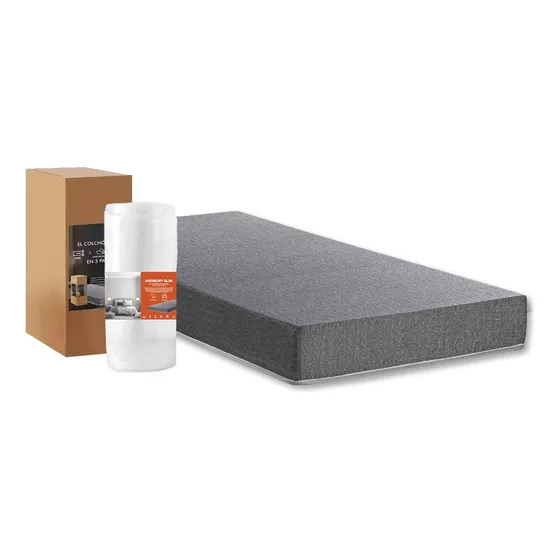 Colchón Compactado Espuma 1 Plaza Premium Dormitorio Sommier Color Gris