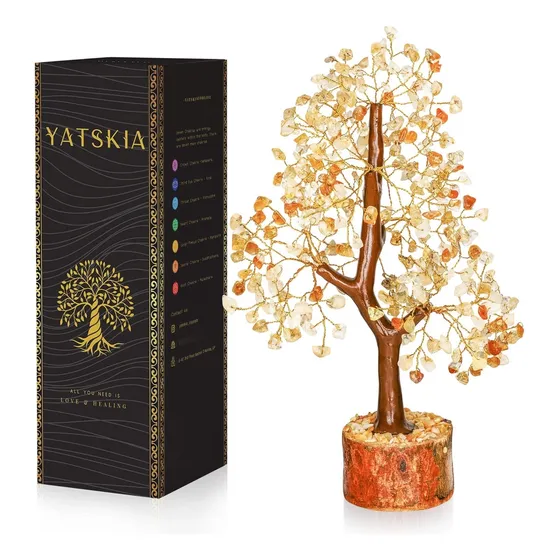 Citrine De Árbol Cristal De 25-30 Cm Para Buena Suerte