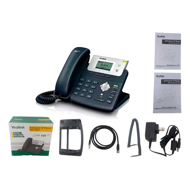 Teléfono Ip Yealink Con Poe Y Fuente 110/220v Sip T21p/e2