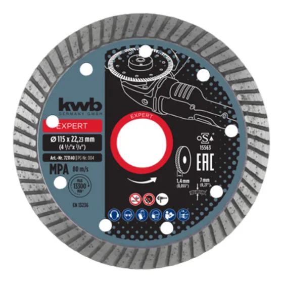 Disco Corte Fino Diamante Kwb 115 X 1,2 Profesional Pulidora