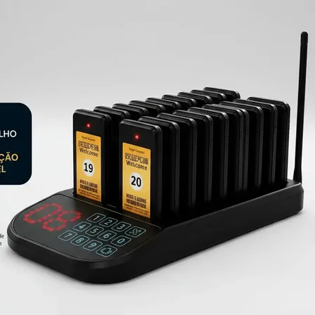 Pager Chamador Restaurante Wireless Fila Espera C/ 20 Pagers