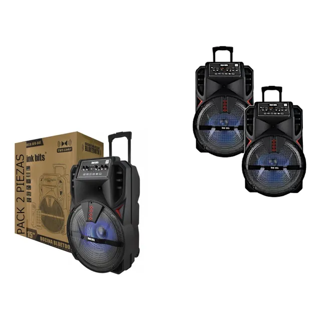 Bocina Bafle 15 PuLG Karaoke Microfono Bluetooth 2 Piezas