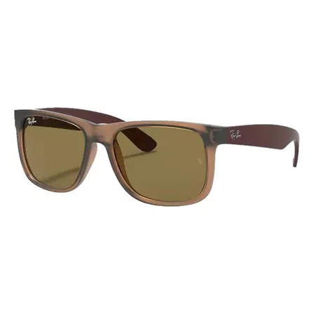 Anteojos de sol Ray-Ban Justin Color Mix Standard con marco de nailon color matte transparent brown, lente dark brown de cristal clásica, varilla matte transparent brown de nailon - RB4165