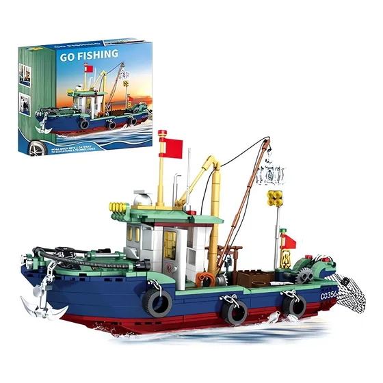 Juego Bloques Construcción Barco Pesca Adultos Navidad