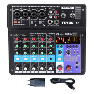 Mesas De Som Mixer Usb Bluetooth Teyun A6 6 Canais Com 24dsp Mesas De Som Mixer Usb Bluetooth Teyun A6 6 Canais Com 24dsp