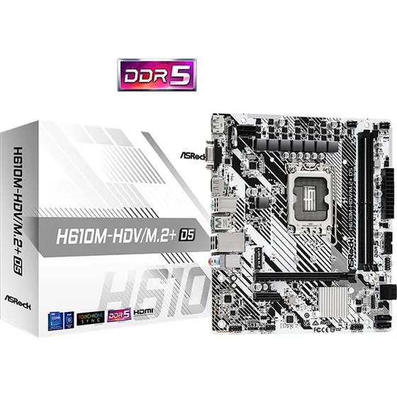 Tarjeta Madre Asrock H610m-hdv/m.2+ Ddr5 Intel Core 14th Gen