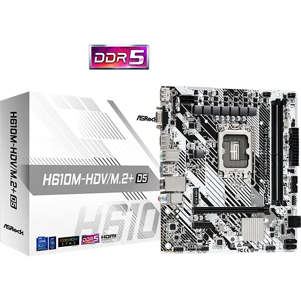 Tarjeta Madre Asrock H610m-hdv/m.2+ Ddr5 Intel Core 14th Gen