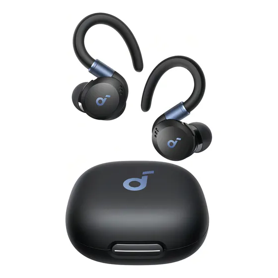 Fone de Ouvido Sem Fio para Treinos Soundcore by Anker X20 ANC adaptativo 3.0，Ganchos Ajustáveis Graves Intensos IP68 À Prova de Suor e Poeira 48H de Reprodução Fones para Academia