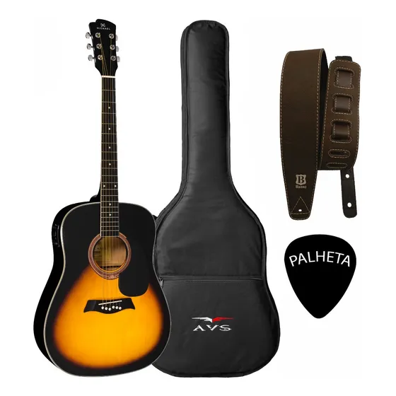 Violão Michael Eletrico Aço Folk Vmf360 Sm Sunburst + Kit