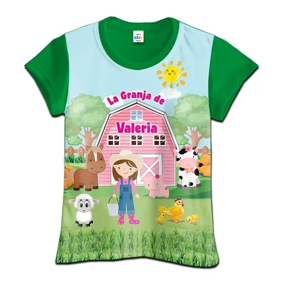 Franela Camisa Niña Animales Granja En Algodon
