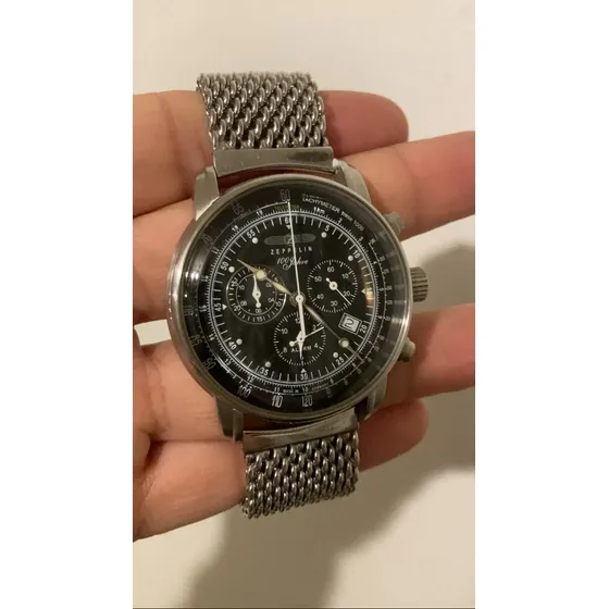 Reloj Zeppelin Quartz 7680/2 Chronograph Made In Germany Plateado Plateado Negro