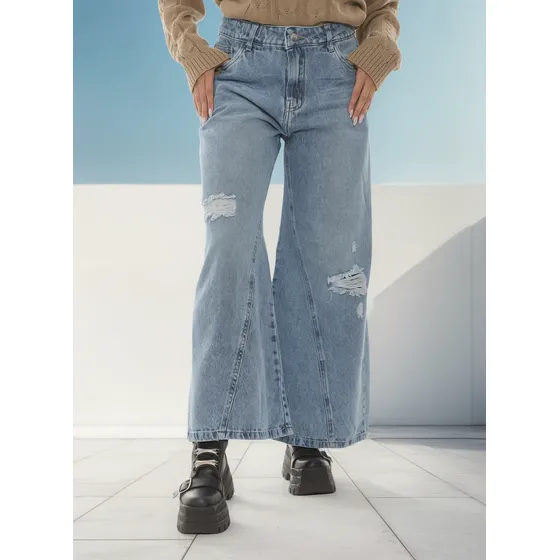 Jean Baggy Con Roturas Gabón Mujer .