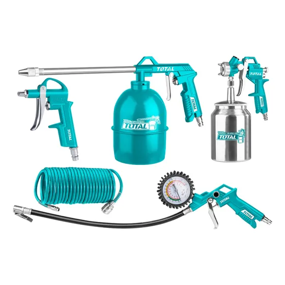 Kit, 5 Accesorios Aire Total, Pistolas Y Manguera, Compresor