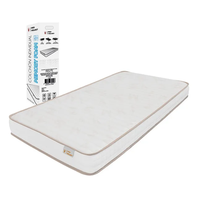 Red Velvet Colchon Individual Memory Foam Smooth Top Color Blanco