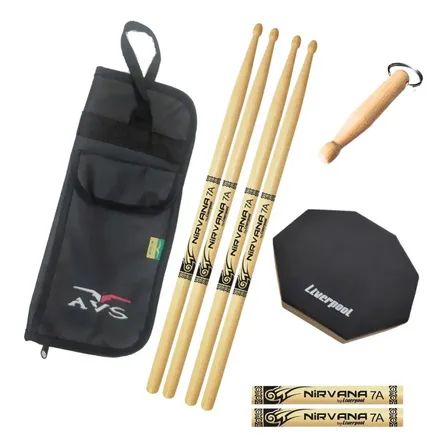 Estojo Capa De Baquetas + Nirvana 7a + Pad Liverpool E Brind Preto
