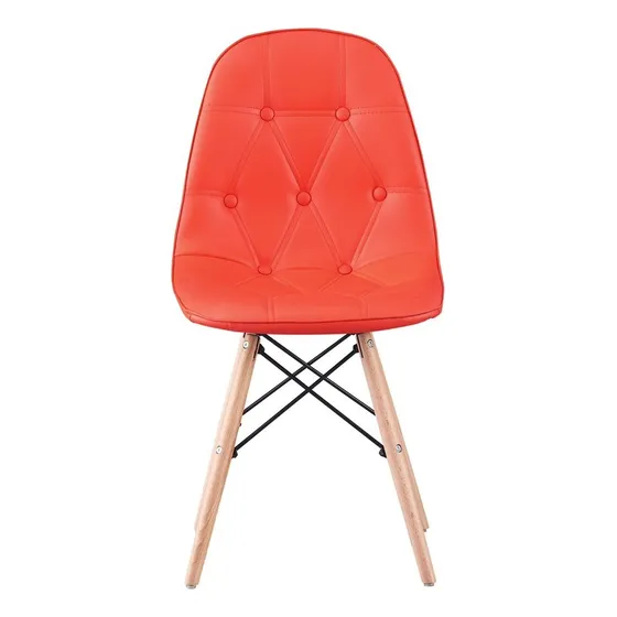 Silla Eames Roja Acolchada Botones Moderna Sala Comedor 