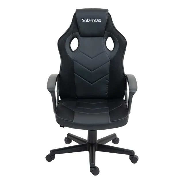 Silla Gamer Solarmax Ergonómica Giratoria Estudio Oficina Color Negro Material Del Tapizado Cuero Sintético Y Mesh