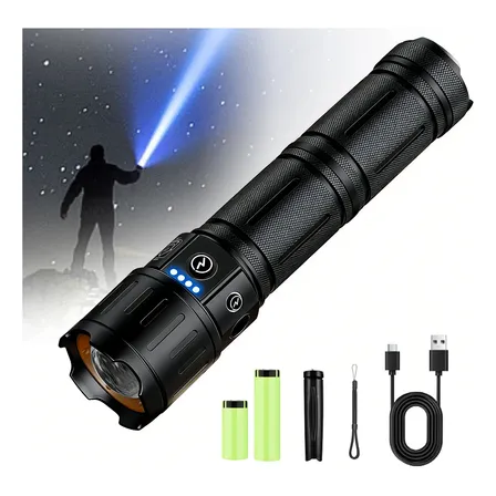 Lanterna Led Tática Mais Forte Do Mundo 2km Militar Potente Prateado