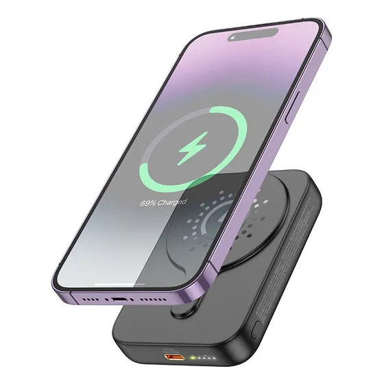 Power Bank Magnético Hoco J117a Carga Rápida Pd20w 10000mah Color Negro