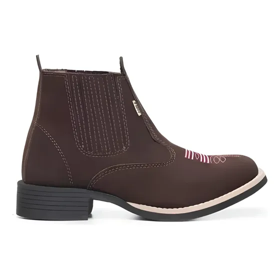Bota Montaria Couro Texana Bico Quadrado Rodeio Cano Curto
