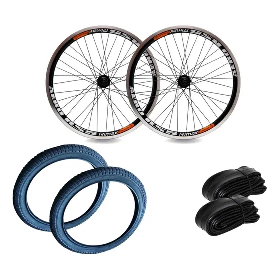 Kit Par De Roda 20   2 Pneu Balão 20   2 Câmara 20