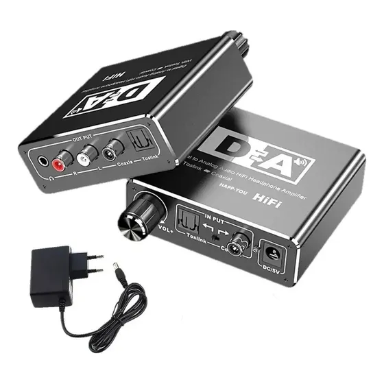 Conversor Áudio Óptico Toslink Coaxial P/ Rca E P2 C/ Volume